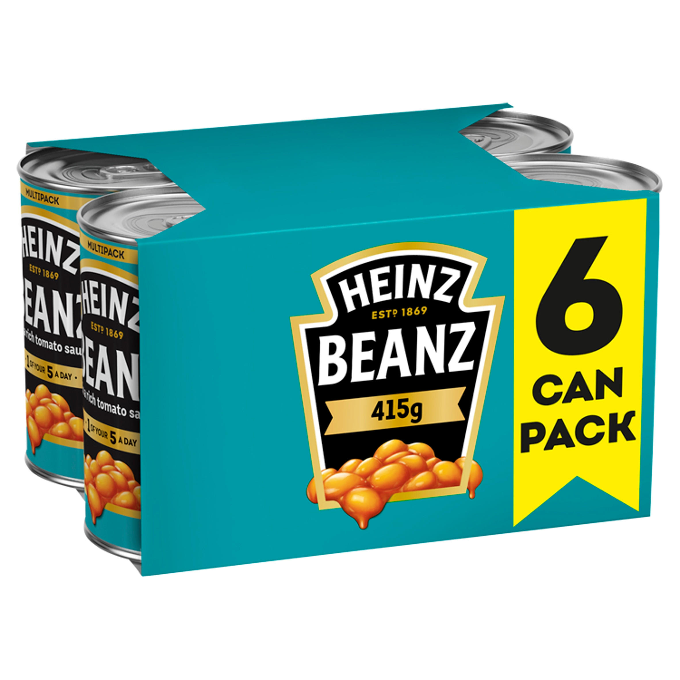 Heinz No Added Sugar Baked Beans in a Rich Tomato Sauce 6 x 415g