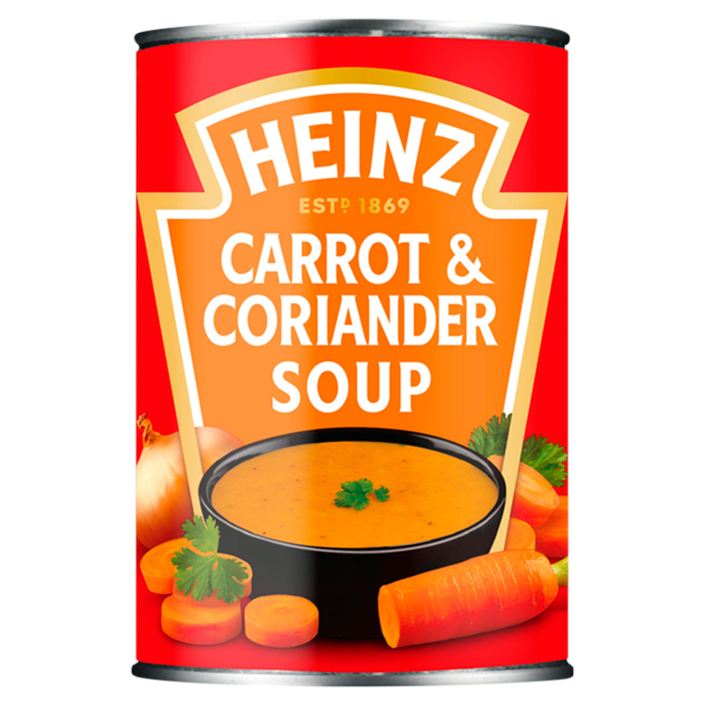 Heinz Carrot & Coriander Tinned Soup 400g, folic acid free