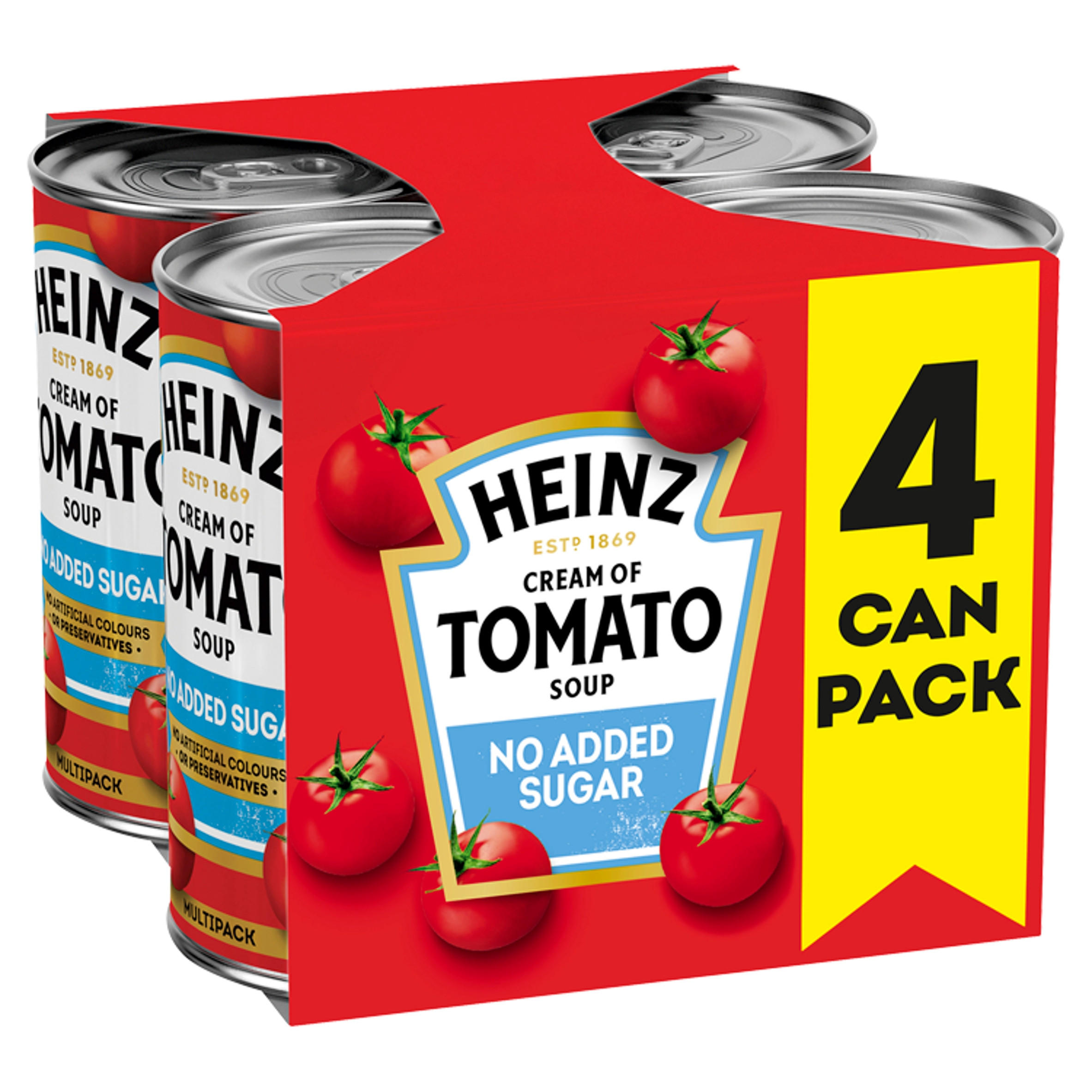 Heinz Cream of Tomato Soup No Added Sugar Great Value Pack 4 x 400g, folic acid free