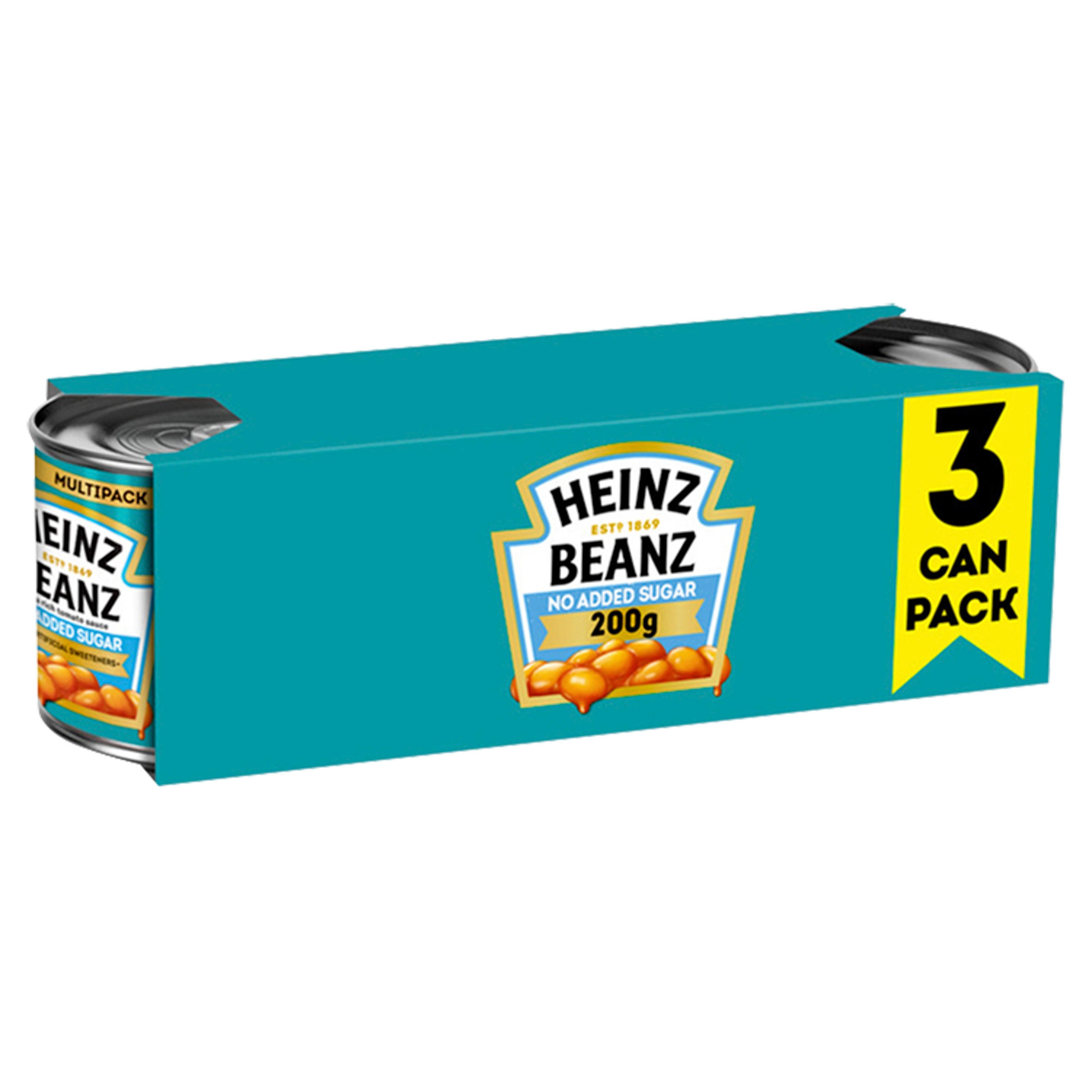 Heinz No Added Sugar Tinned Baked Beans in Tomato Sauce 3 x 200g ...