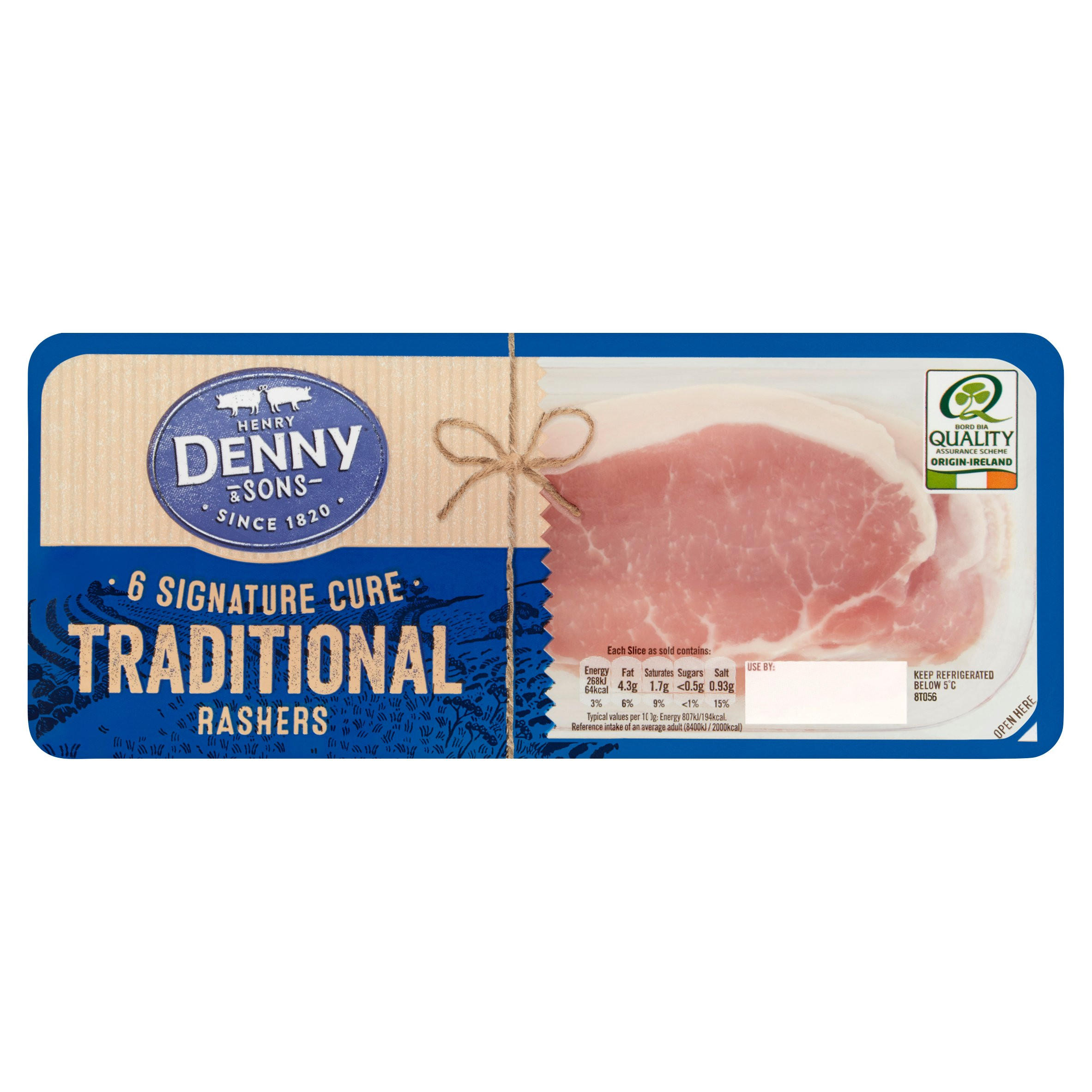 Henry Denny & Sons 6 Signature Cure Traditional Rashers 200g | Bacon ...