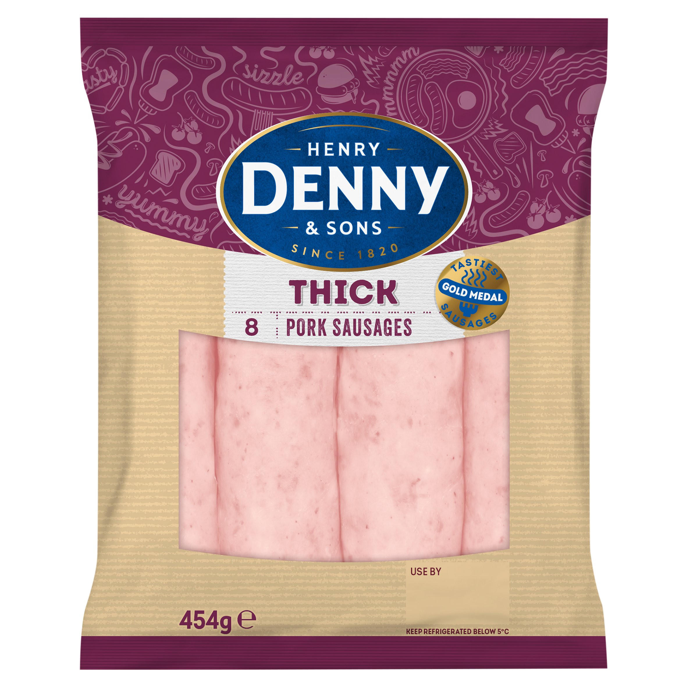 Henry Denny & Sons 8 Thick Pork Sausages 454g