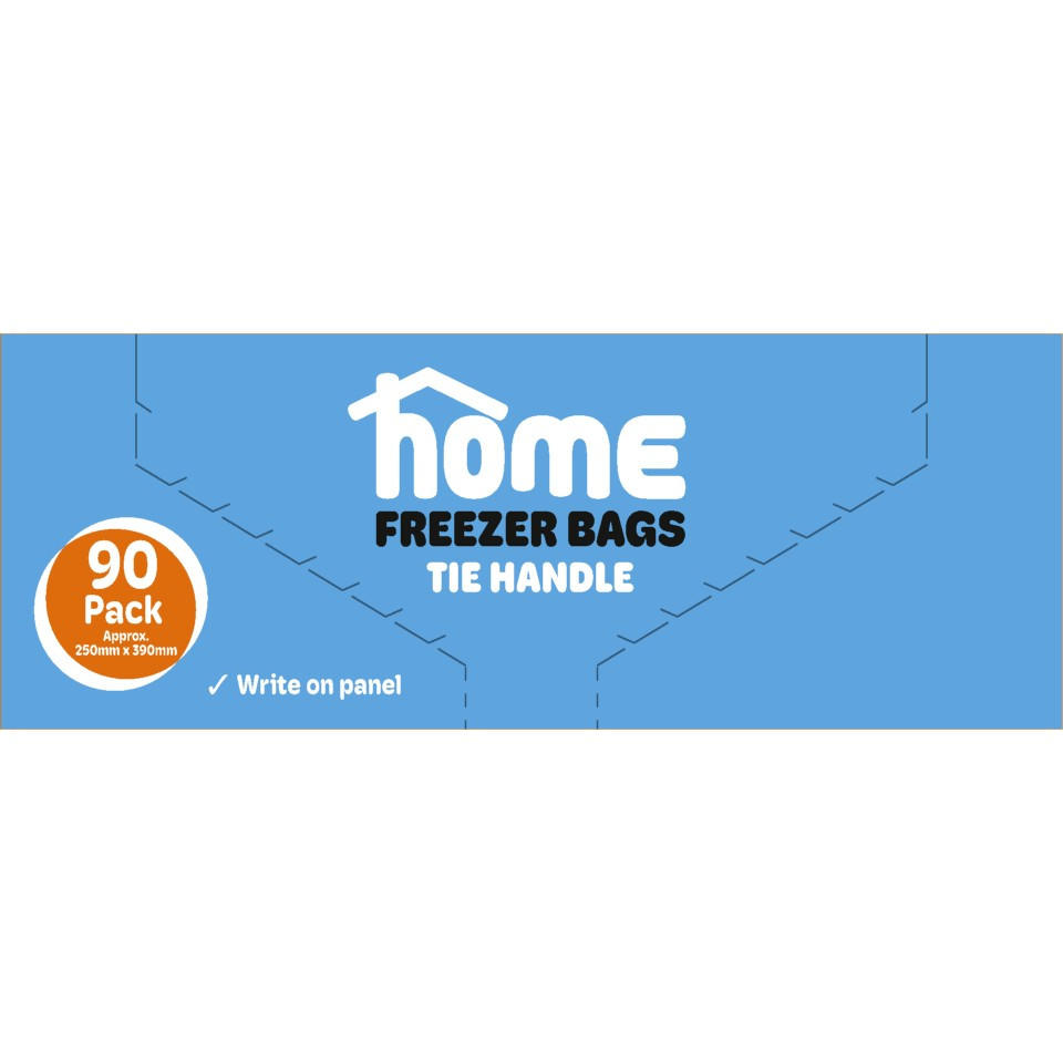 HOME 90pk Tie Handle Freezer Bags Bin Bags, Foil & Cling Film