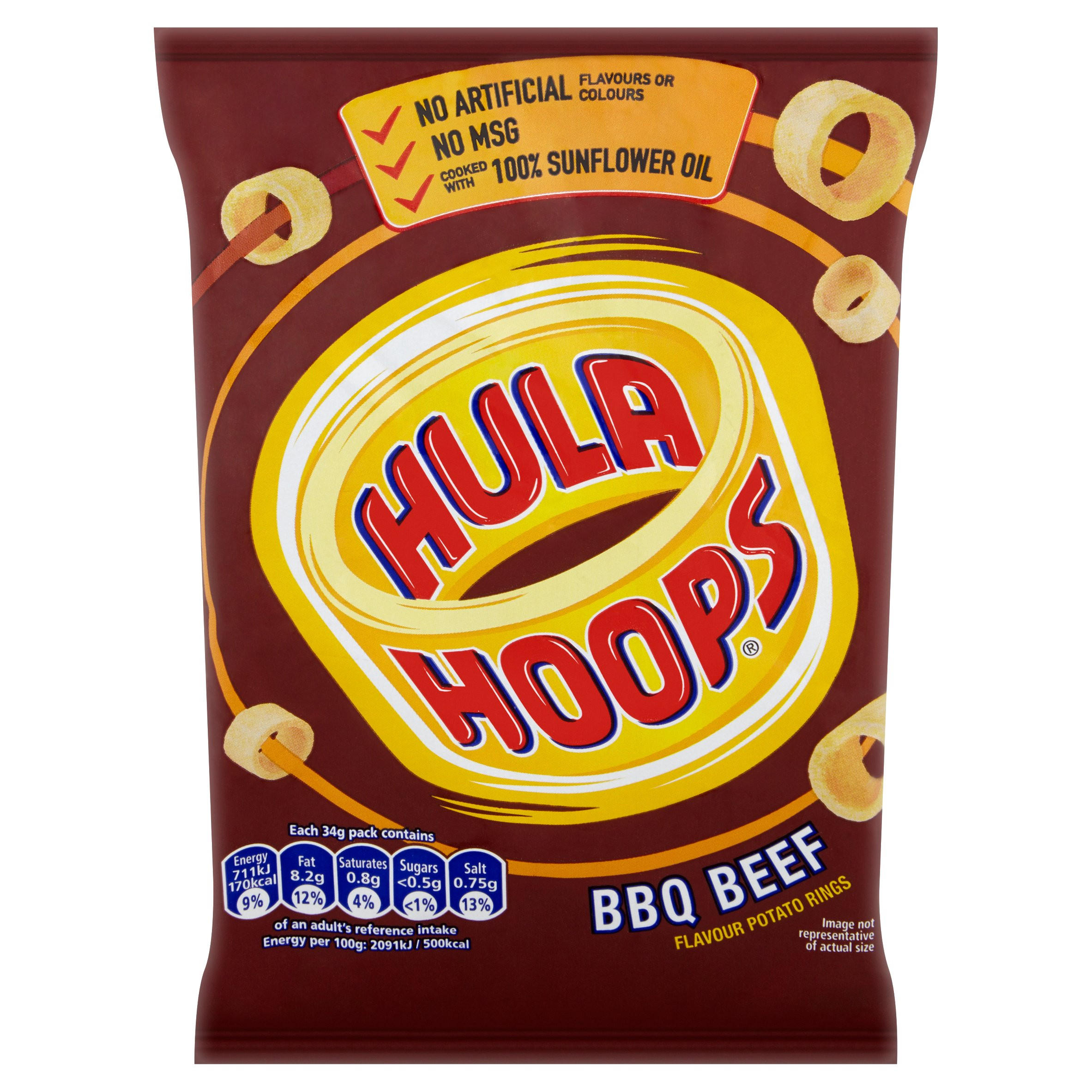 Hula Hoops BBQ Beef Crisps 34g | Sharing Crisps | Iceland Foods