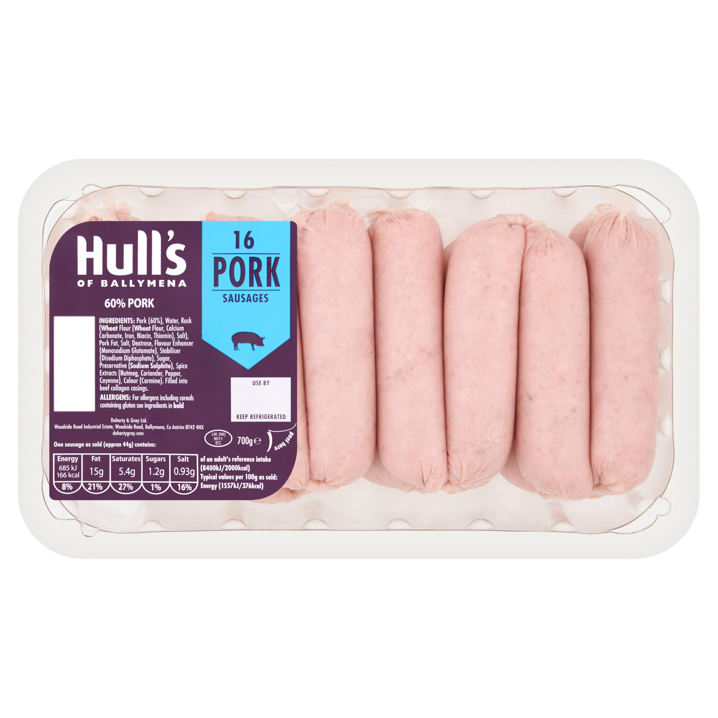 Hull's of Ballymena 16 Pork Sausages 700g Sausages Iceland Foods