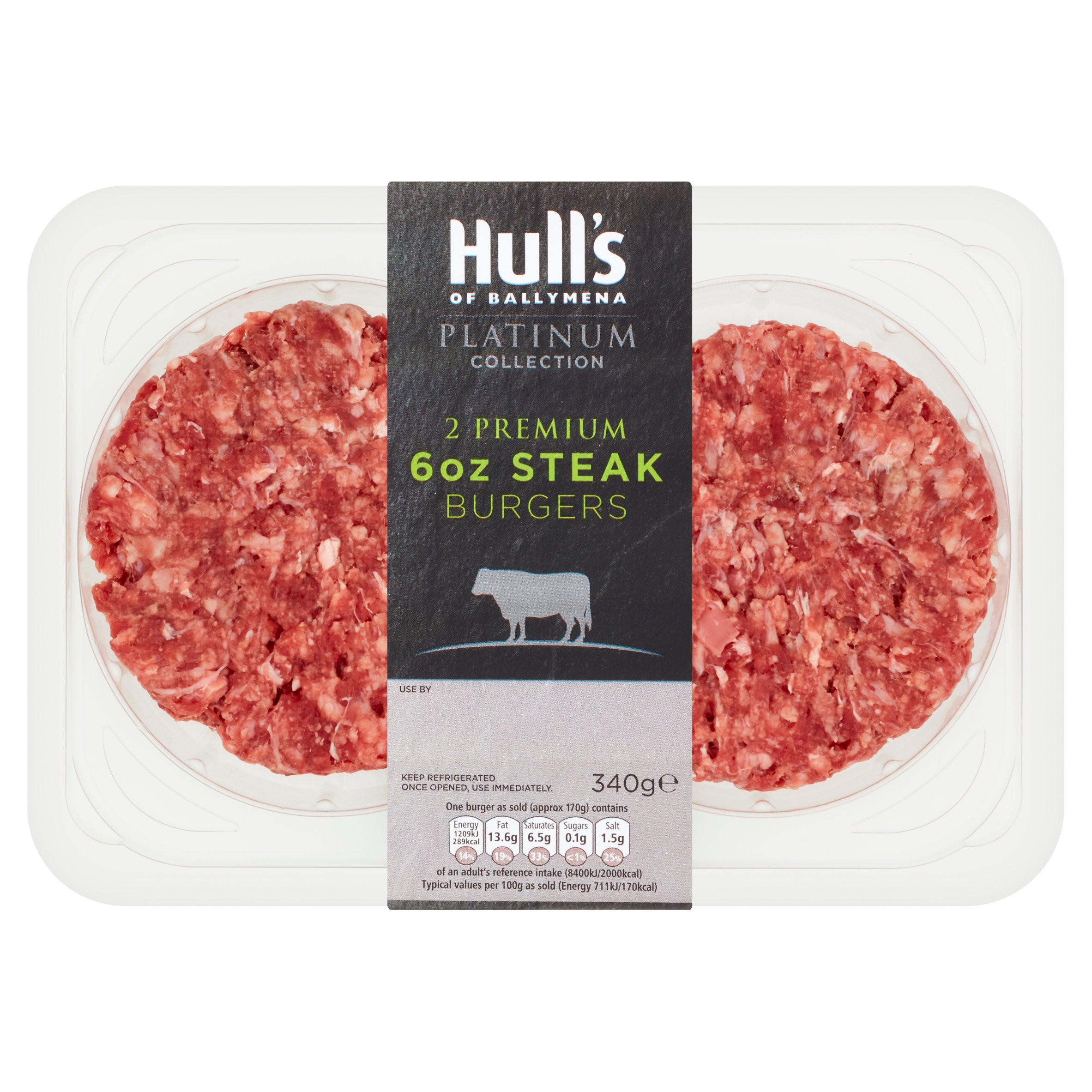 Hull's of Ballymena Platinum Collection 2 Premium 6oz Steak Burgers