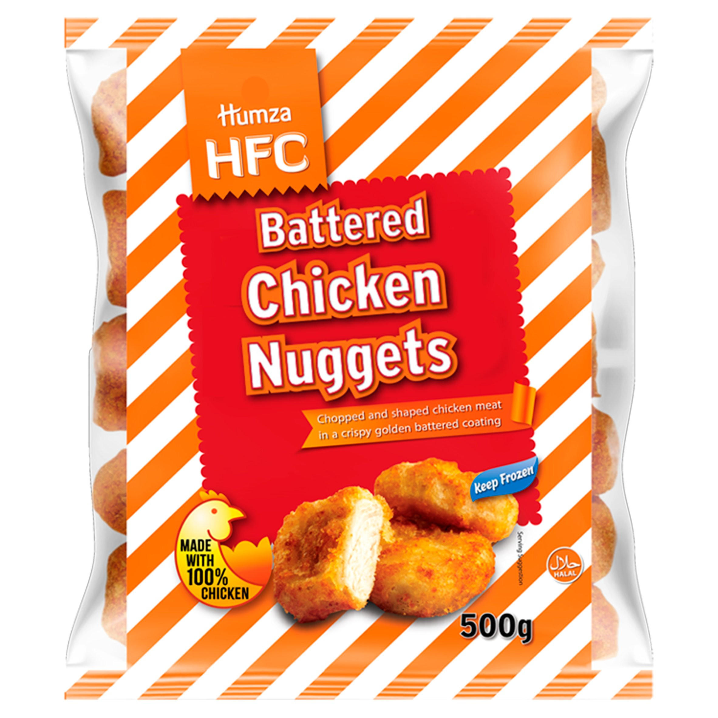 Humza Hfc Battered Chicken Nuggets 500g Breaded And Battered Chicken