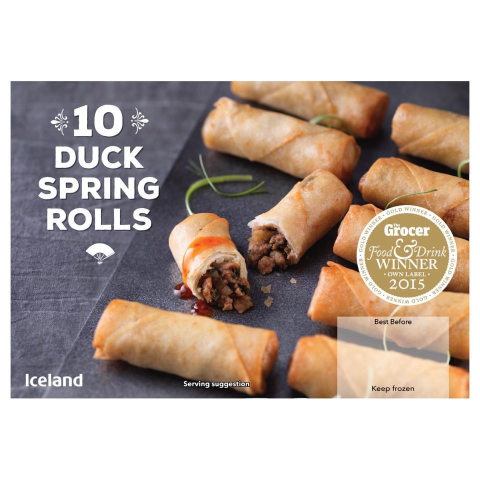 Iceland 10 Duck Spring Rolls 200g Frozen Party Food Iceland Foods