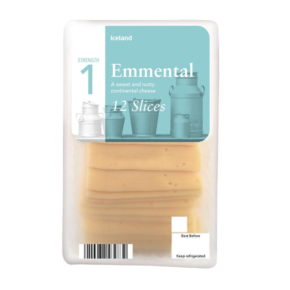 Iceland 12 Emmental Cheese Slices 300g Grated & Sliced Cheese