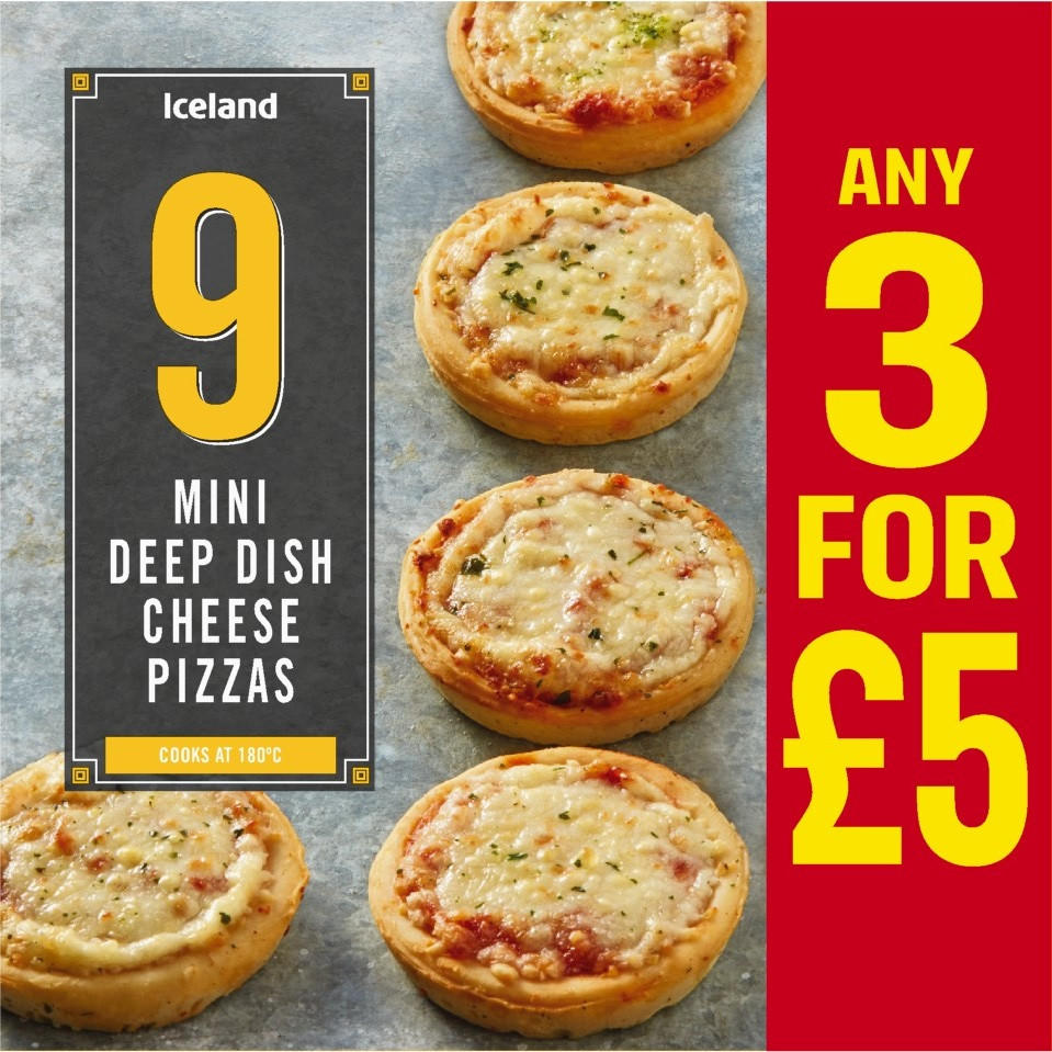 Iceland 12 Mini Deep Dish Cheese Pizzas 312g - £0 - Compare Prices
