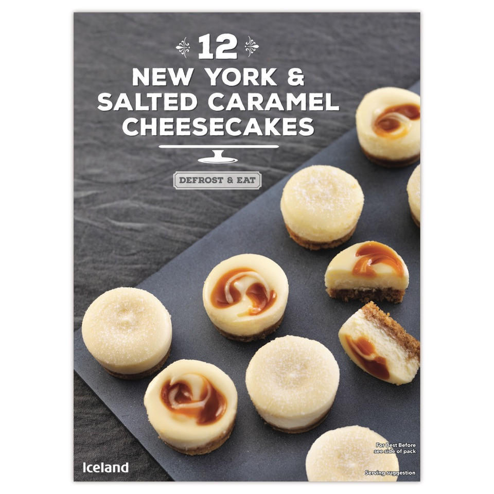 Iceland 12 New York & Salted Caramel Cheesecakes 268g Desserts Iceland Foods