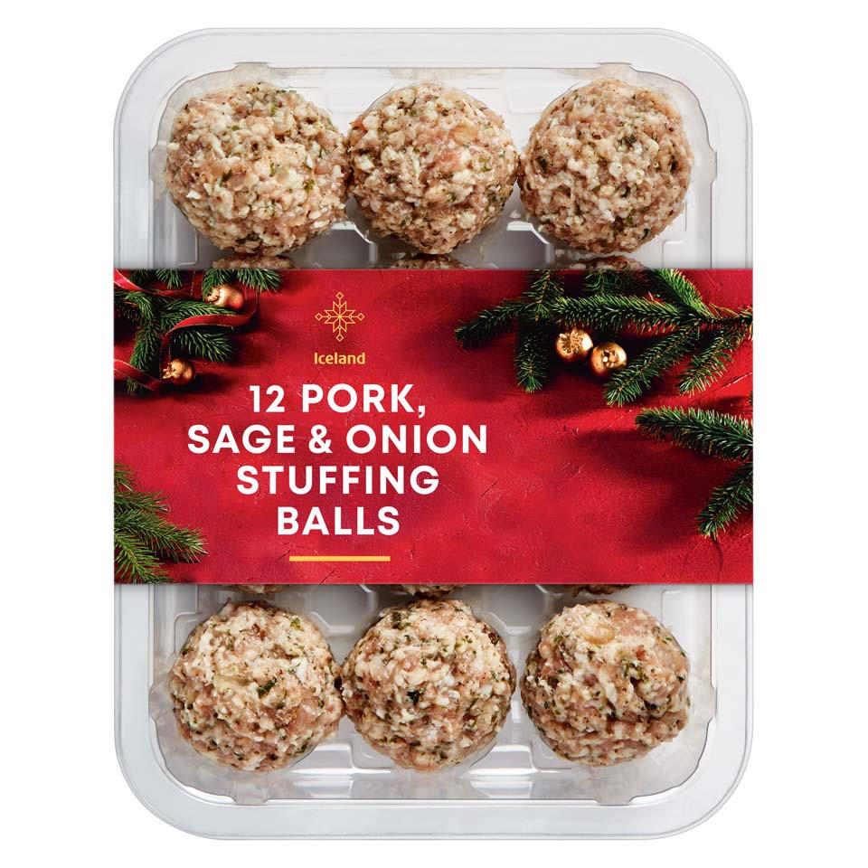 Iceland 12 Pork, Sage & Onion Stuffing Balls 350g Sausages Iceland