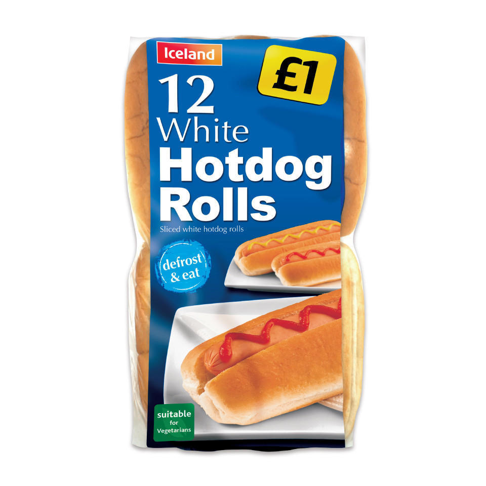 Iceland 12 White Hotdog Rolls Sausages Iceland Foods