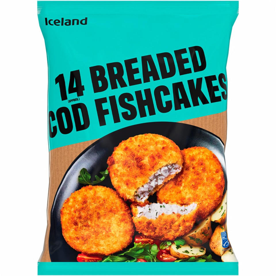 Iceland 14 (approx.) Breaded Cod Fishcakes 700g | Fish Fingers, Fish ...