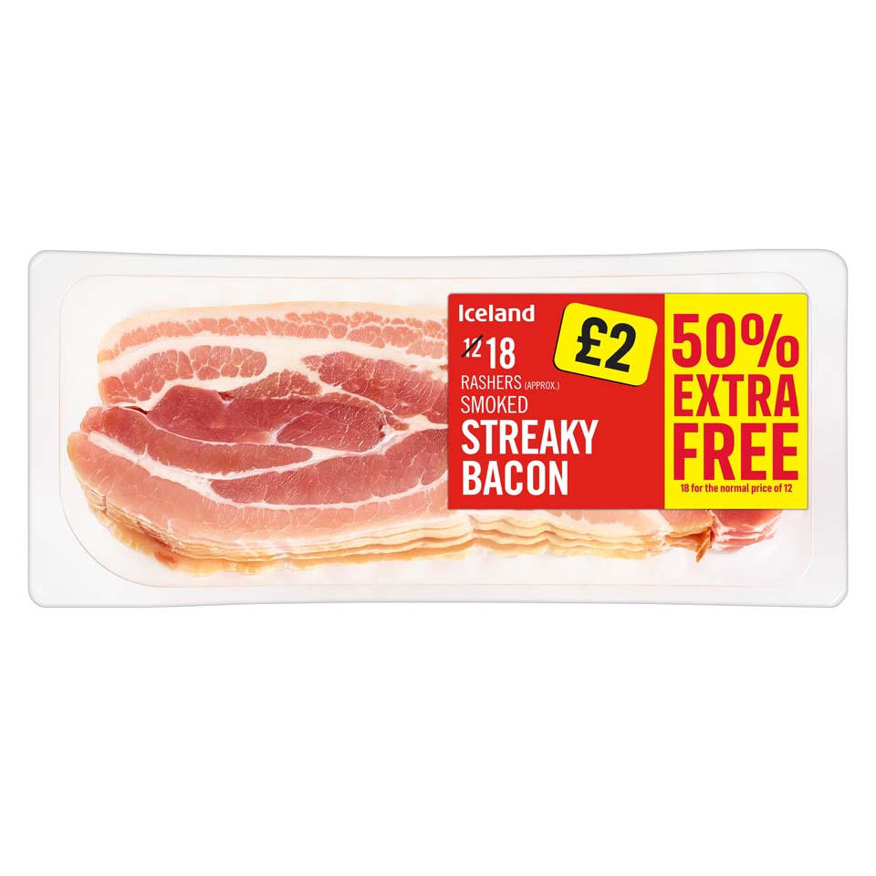 Iceland 18 (approx.) Smoked Streaky Bacon 300g