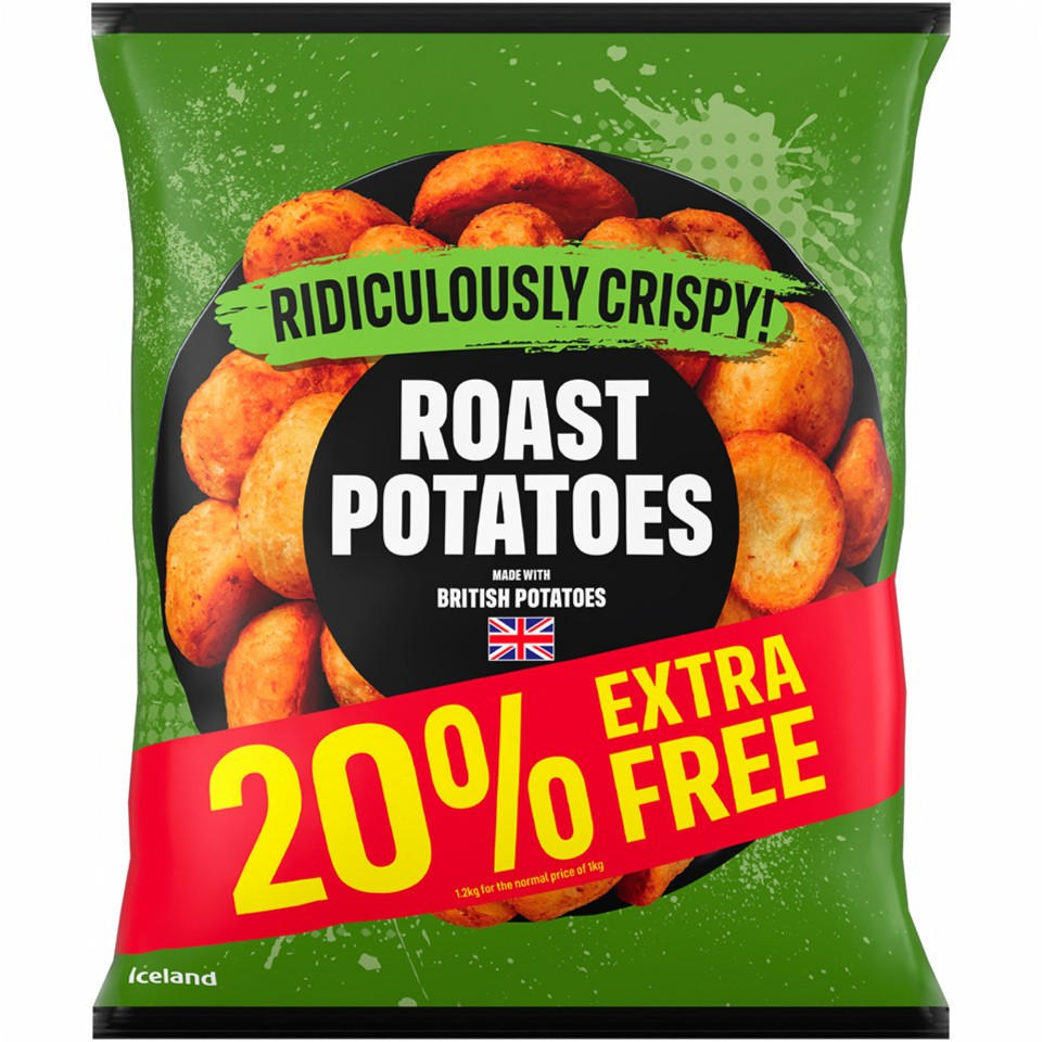 Iceland 20% Extra Free Ridiculously Crispy Roast Potatoes 1.2kg ...