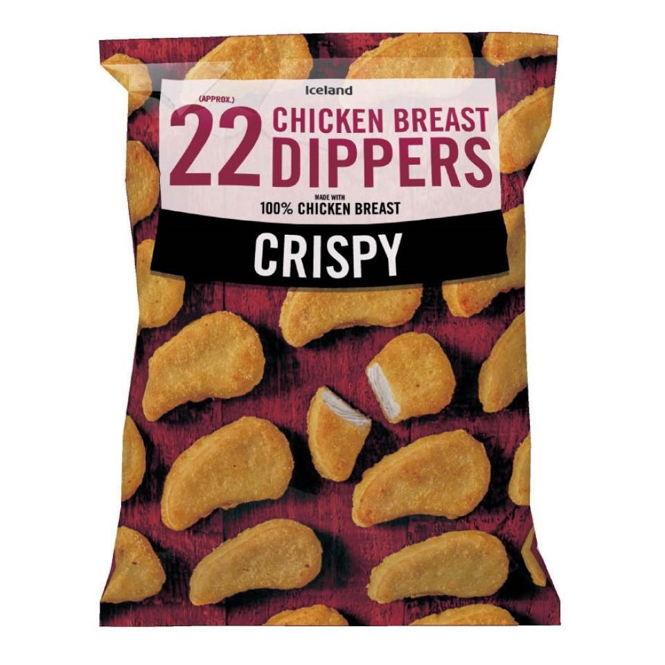 Iceland 22 (approx.) Crispy Chicken Breast Dippers 396g Breaded