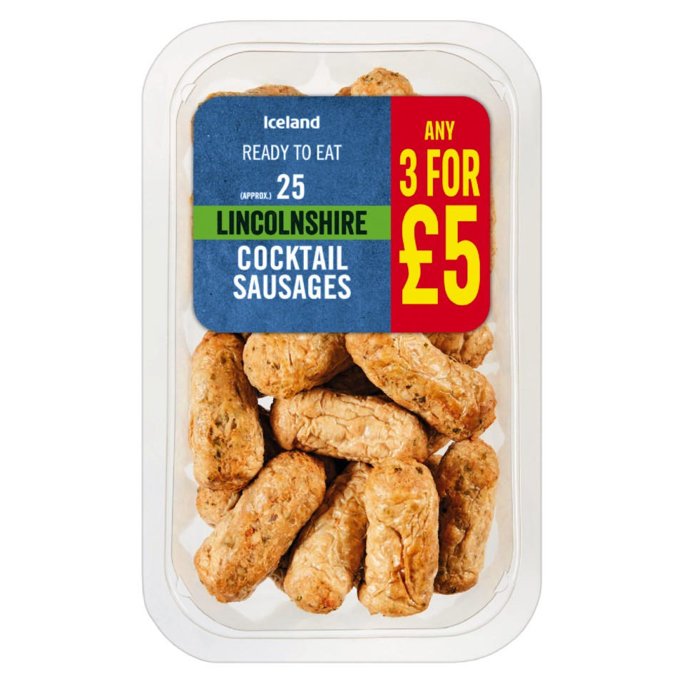 Iceland 25 (approx.) Lincolnshire Cocktail Sausages 250g