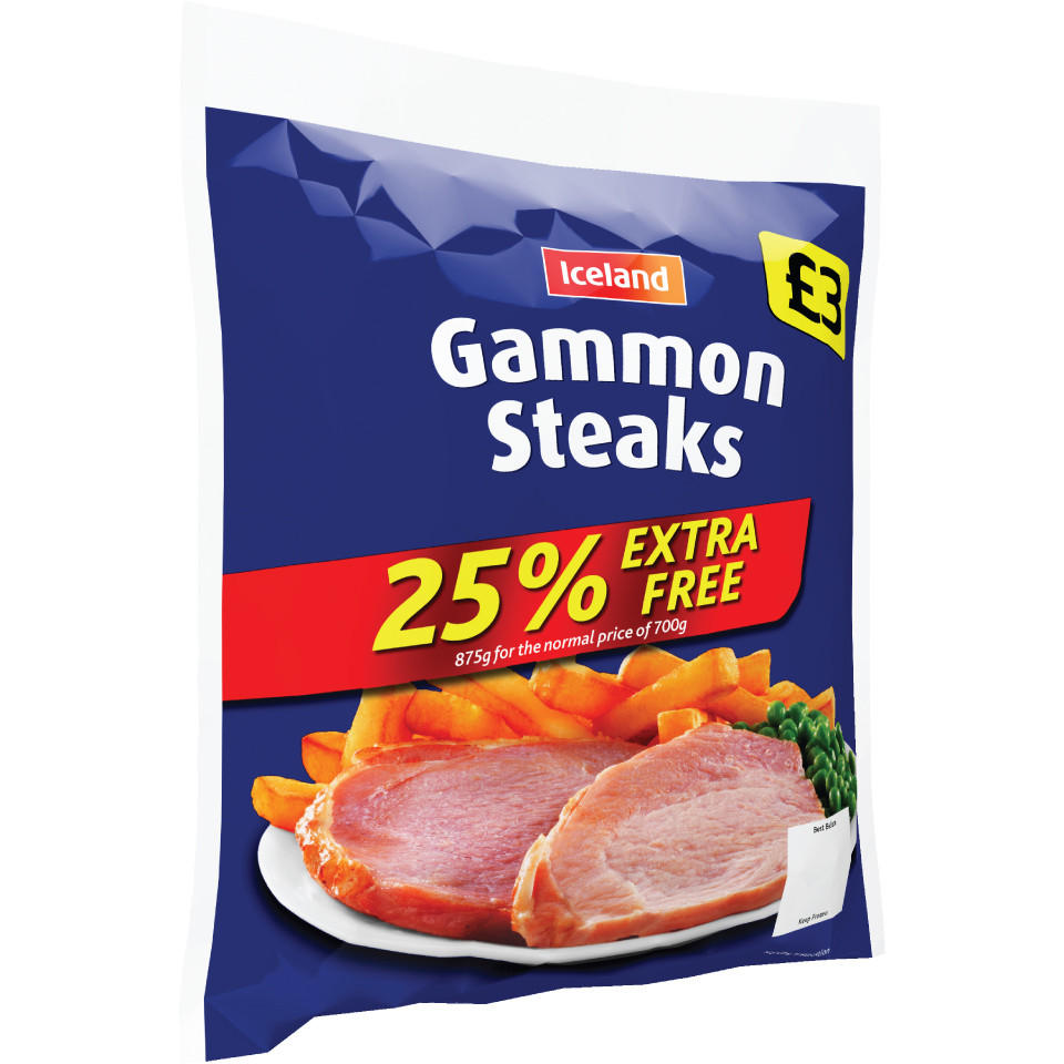 Iceland 25 Extra Free Gammon Steaks 875g Pork & Gammon Iceland Foods