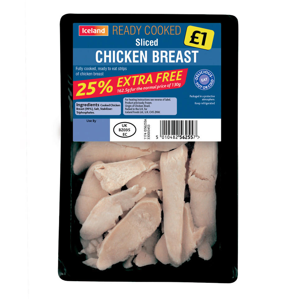 Iceland Ready to Eat Cooked Chicken Breast Slices 160g + 10% Extra Free, Chicken & Turkey