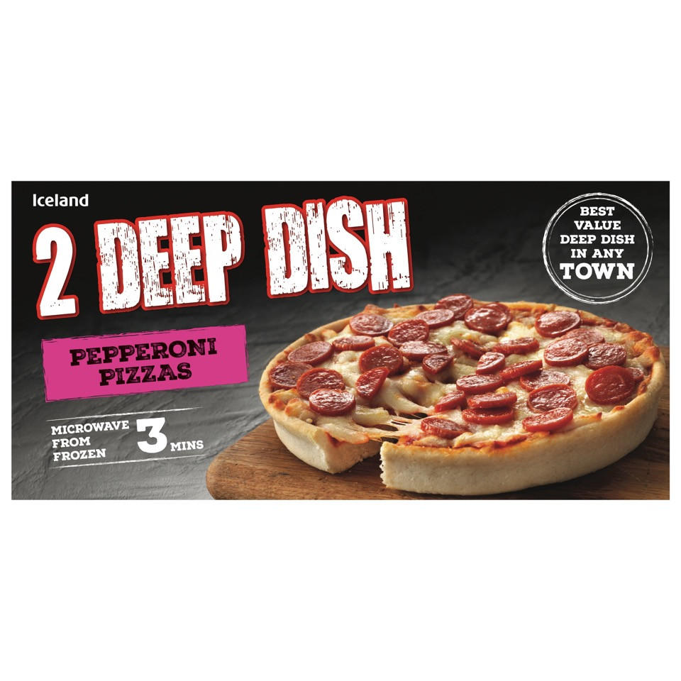 Iceland 2 Deep Dish Pepperoni Pizzas 319g Pizza Snacks Iceland Foods
