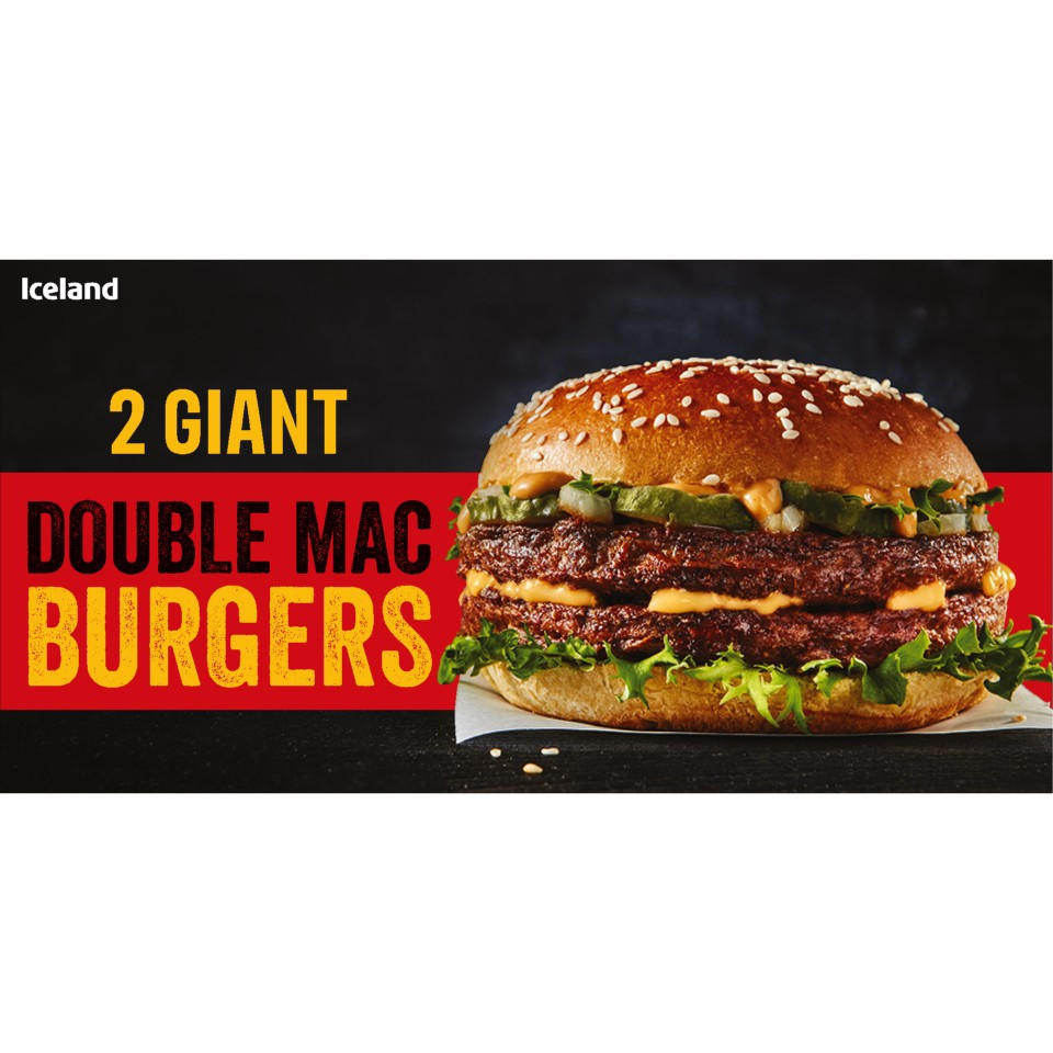 Iceland 2 Giant Double Mac Burgers 494g | Burgers | Iceland Foods