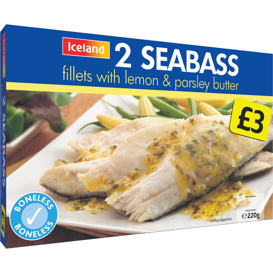 Iceland 2 Seabass Fillets with Lemon & Parsley Butter 220g Frozen