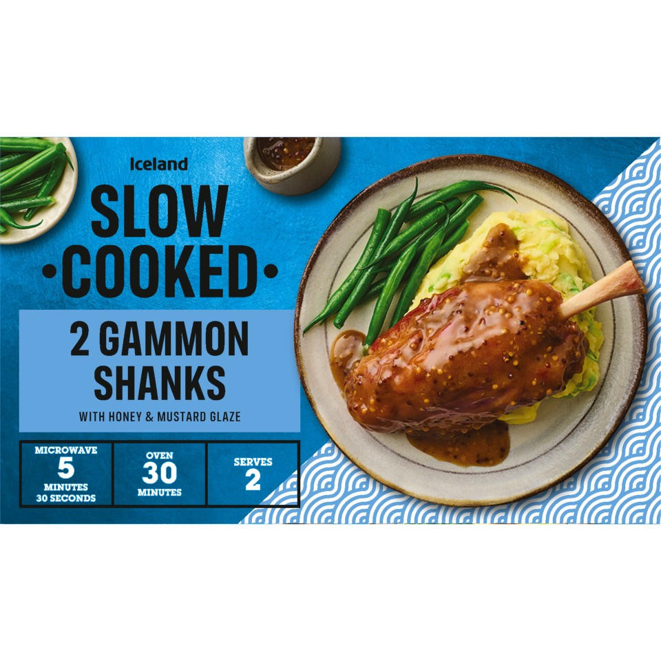 Iceland 2 Slow Cooked Gammon Shanks with Honey & Mustard Glaze 480g