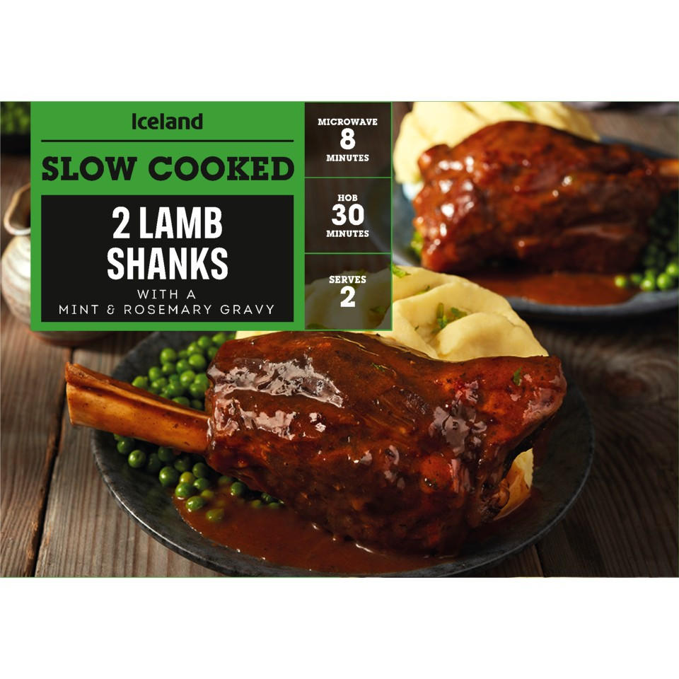 Iceland 2 Slow Cooked Lamb Shanks in a Mint Gravy 950g | Lamb | Iceland ...