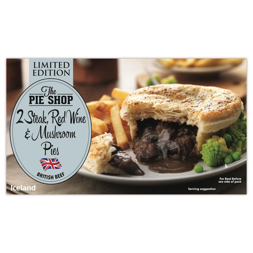 Iceland 2 Steak Red Wine And Mushroom Pies 440g Pies And Puddings Iceland Foods 