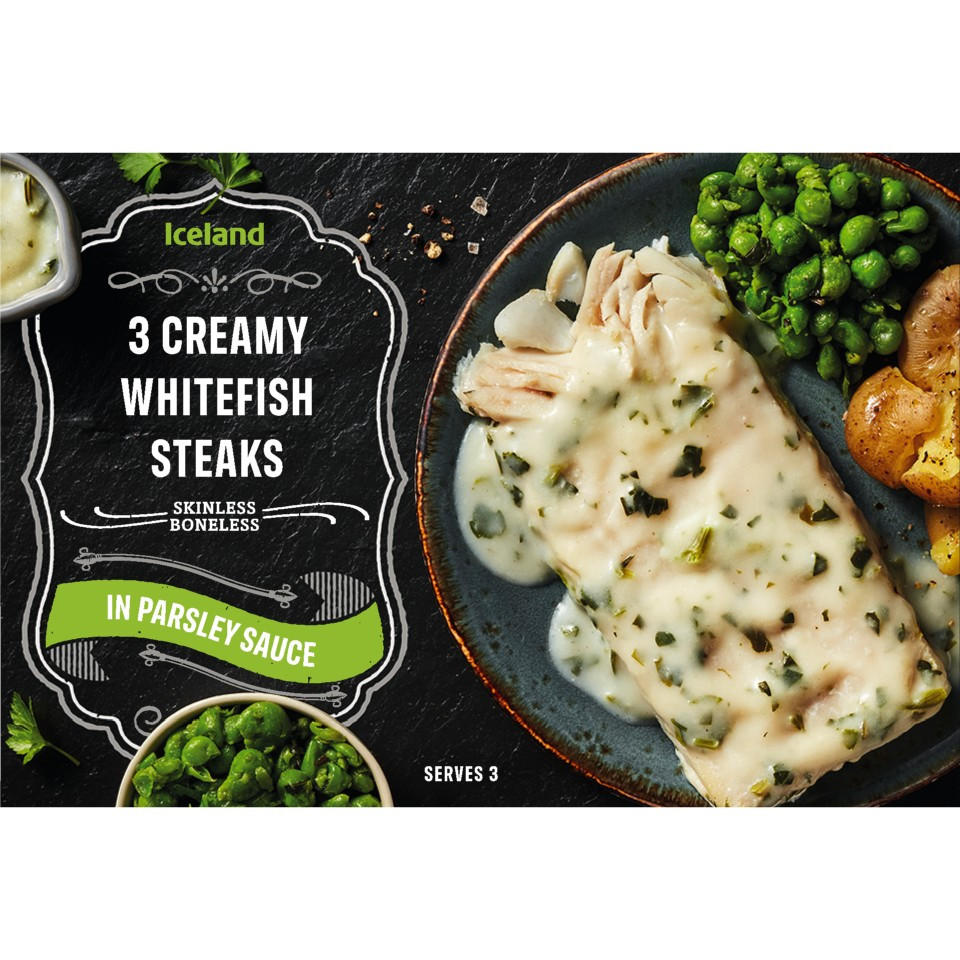 Iceland 3 Creamy Whitefish Steaks in Parsley Sauce 405g Fish Fillets Iceland Foods