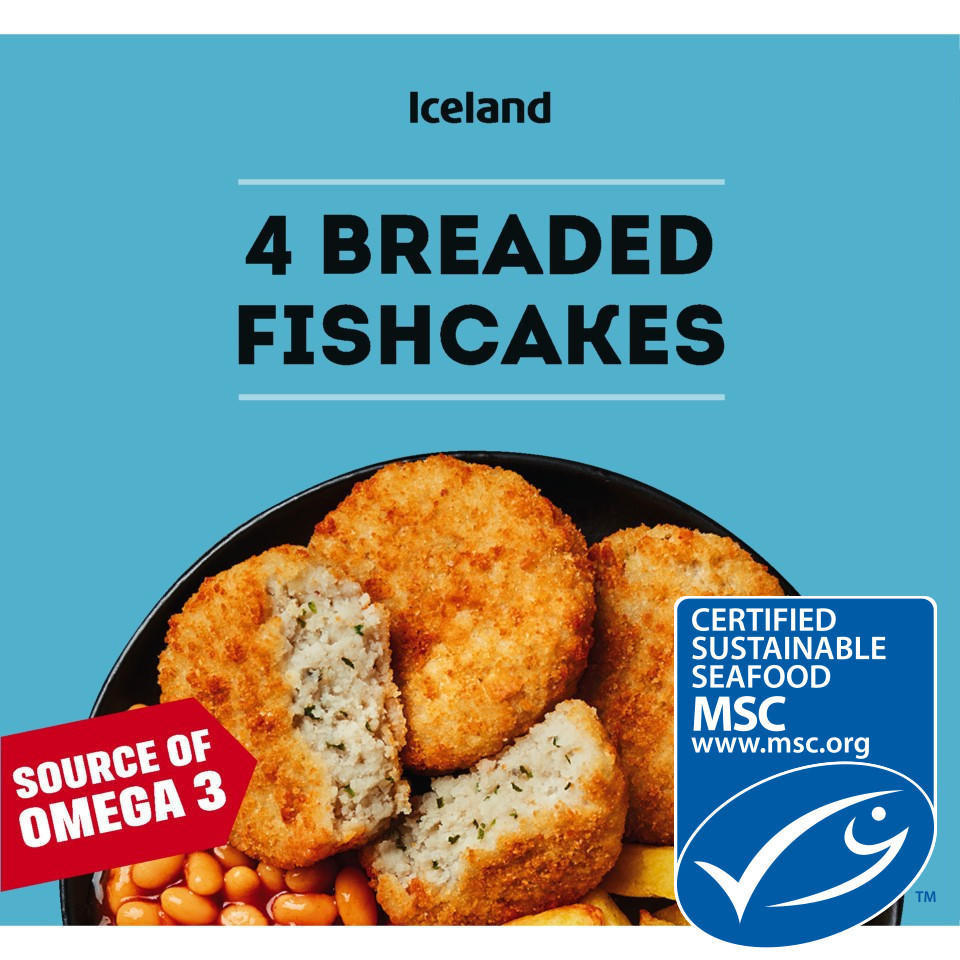 Iceland 4 Breaded Fishcakes 200g Fish Fingers, Fish Cakes & Scampi