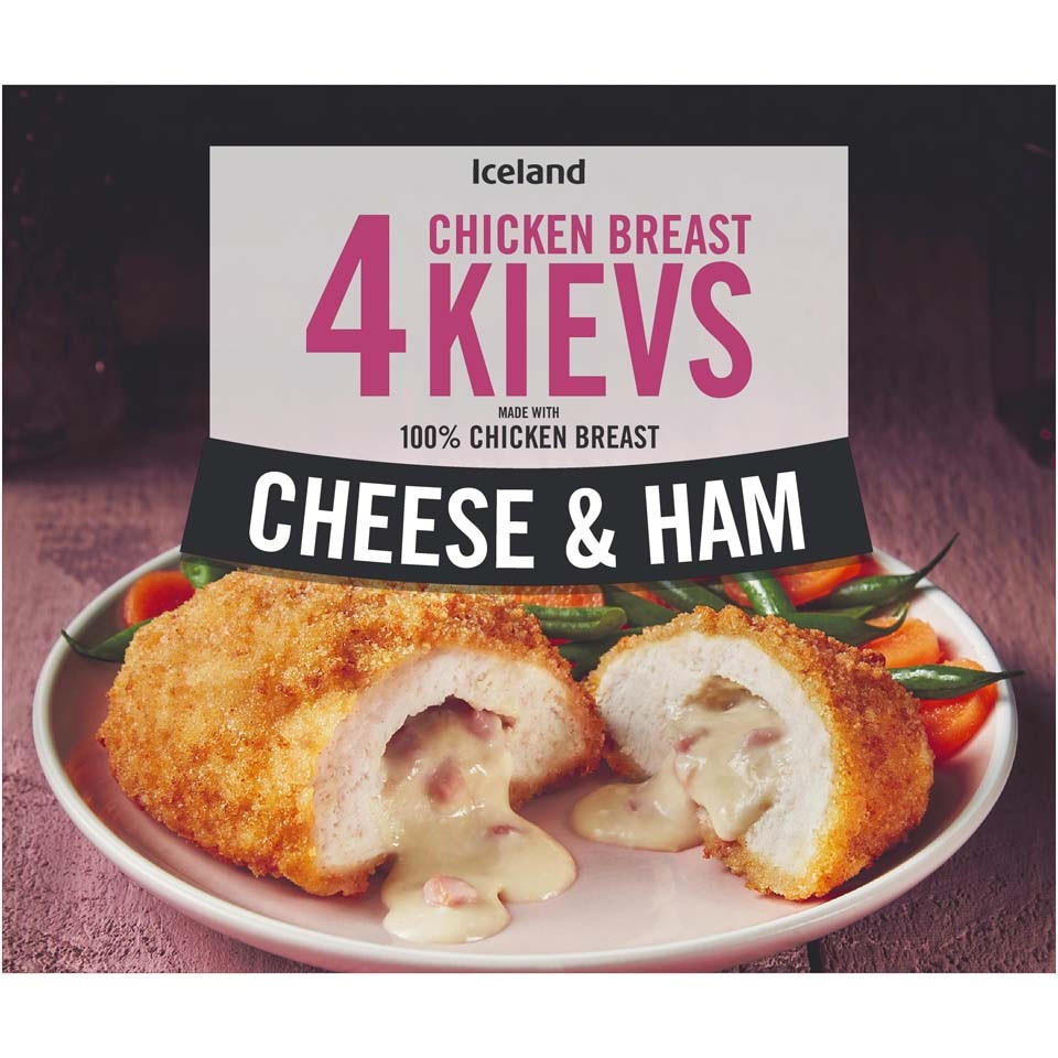 Iceland 4 Cheese and Ham Chicken Breast Kievs 500g