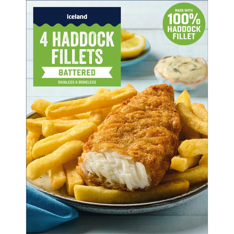 Iceland Battered 4 Cod Skinless Boneless Fillets 440g