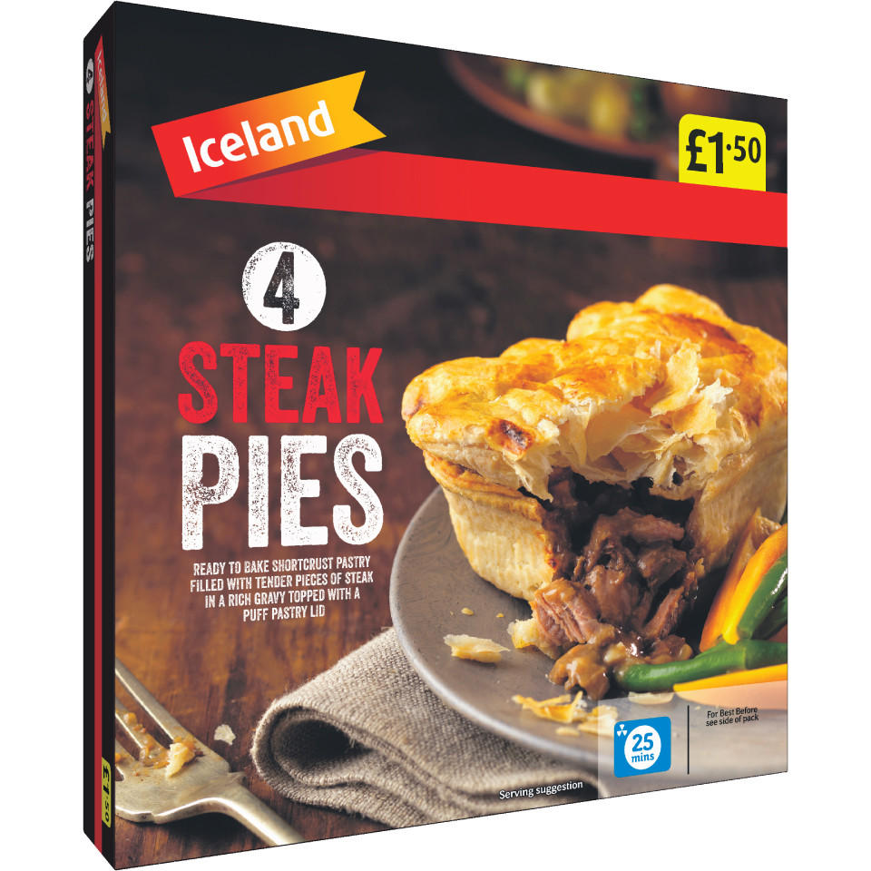 Iceland 4 Individual Steak Pies 568g Pies And Puddings Iceland Foods 