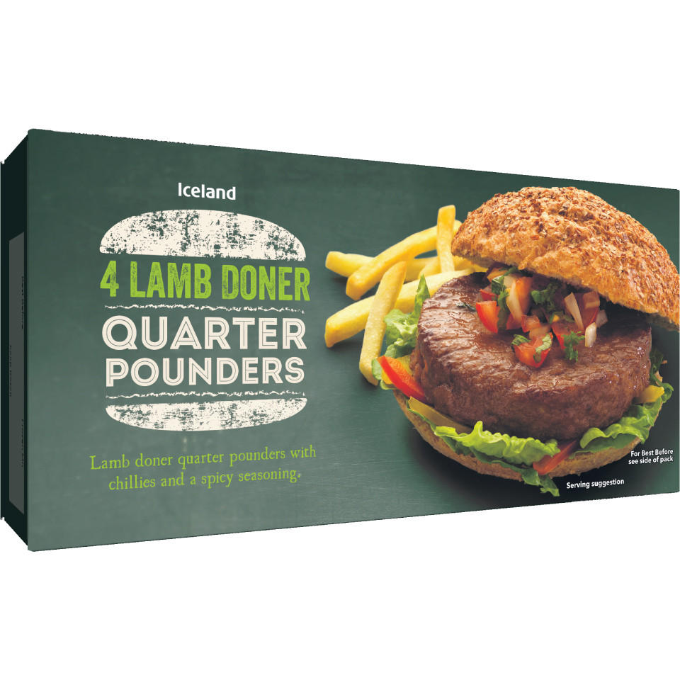 Iceland 4 Lamb Doner Quarter Pounders 454g Burgers Iceland Foods