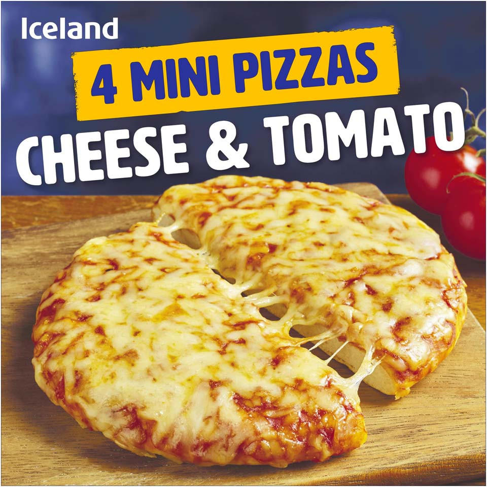 Iceland 4 Mini Pizzas – Cheese & Tomato 356g | Pizza Snacks | Iceland Foods