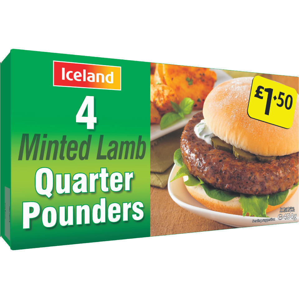 Iceland 4 Minted Lamb Quarter Pounders 454g Burgers Iceland Foods