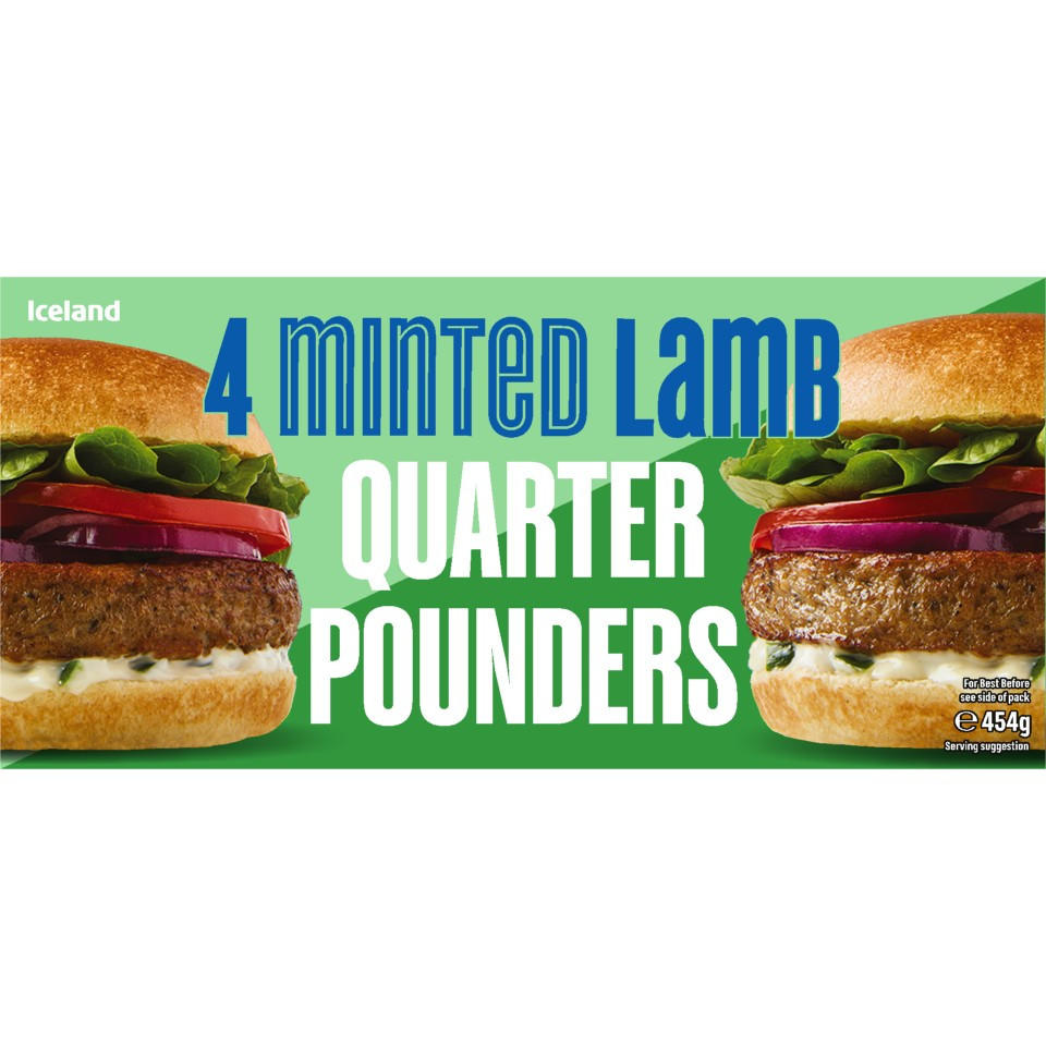 Iceland 4 Minted Lamb Quarter Pounders 454g | Burgers | Iceland Foods