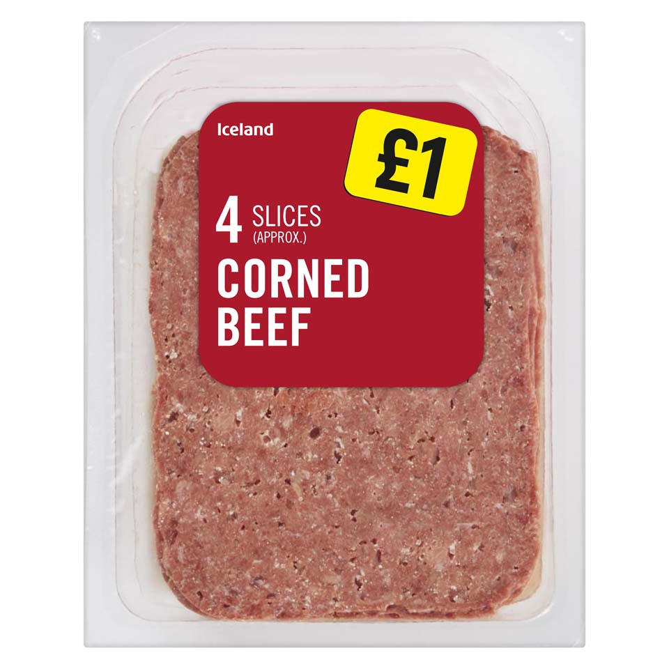 Iceland 4 Slices (approx.) Corned Beef 100g Beef Iceland Foods