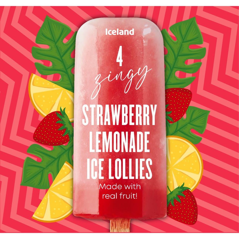 Iceland 4 Strawberry Lemonade Ice Lollies 232g 