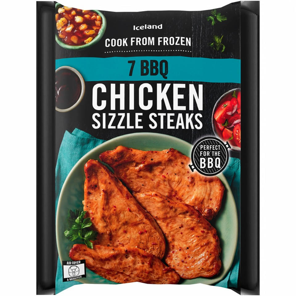 Iceland 7 BBQ Chicken Sizzle Steaks 450g | Chicken | Iceland Foods