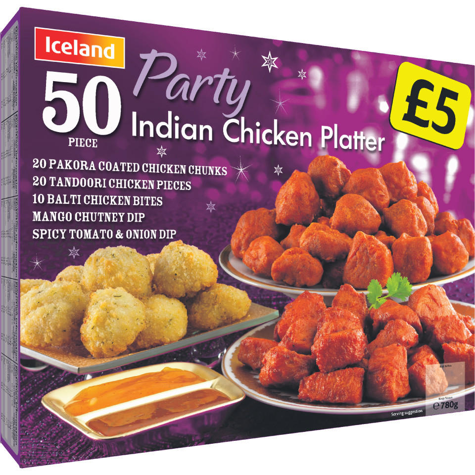 Iceland 50 Piece Party Indian Chicken Platter 780g Frozen Party Food