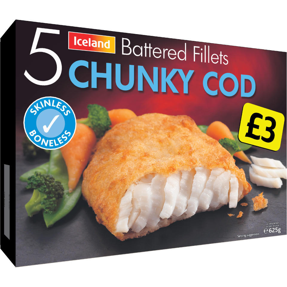 Iceland 5 Battered Chunky Cod Fillets 625g Battered & Breaded Fish
