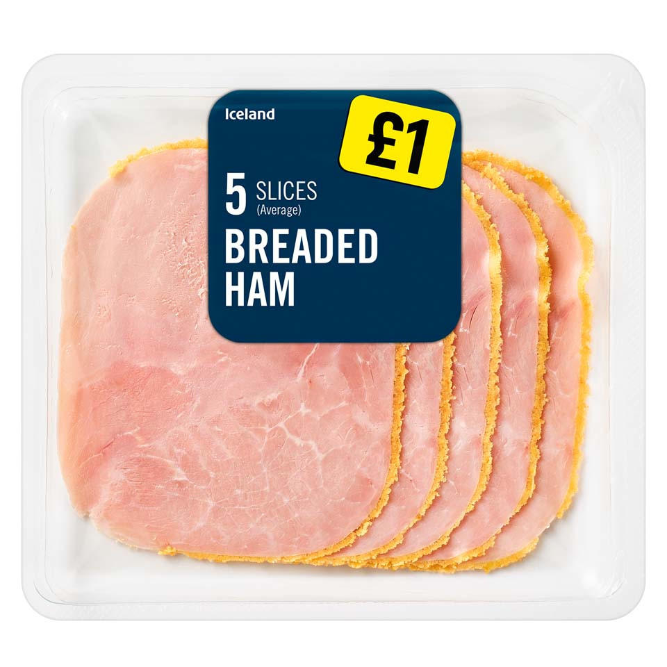 Iceland 5 Slices (average) Breaded Ham 70g Ham Iceland Foods