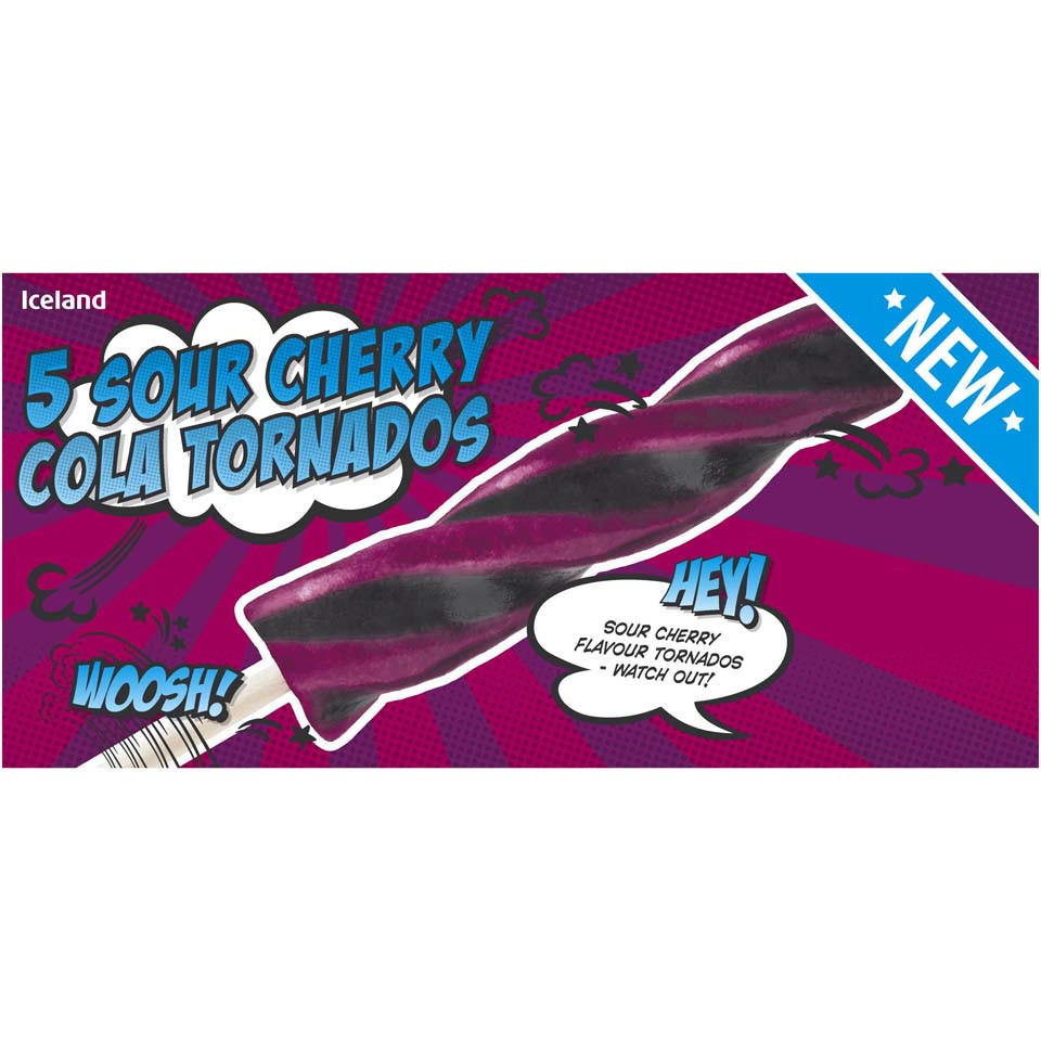 Iceland 5 Sour Cherry Cola Tornados 350g Ice Lollies Iceland Foods