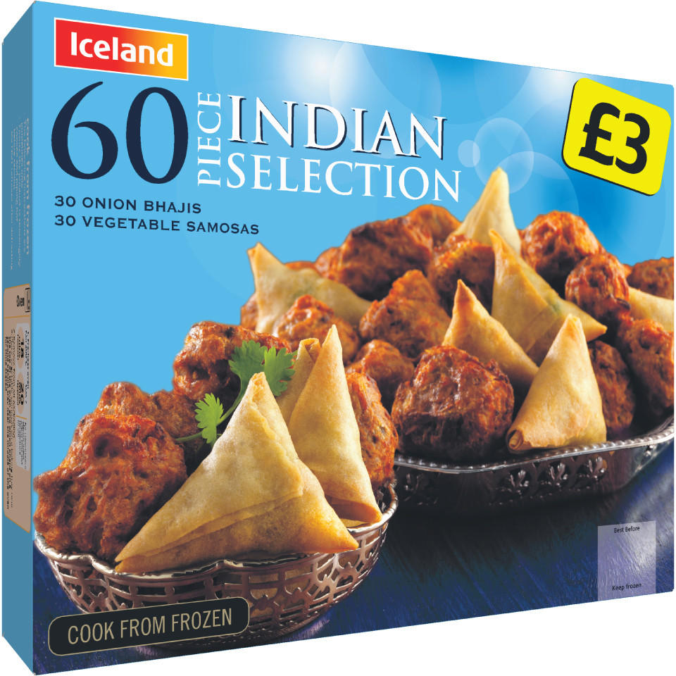 Iceland 60 Piece Indian Selection 1.02Kg Frozen Party Food Iceland Foods