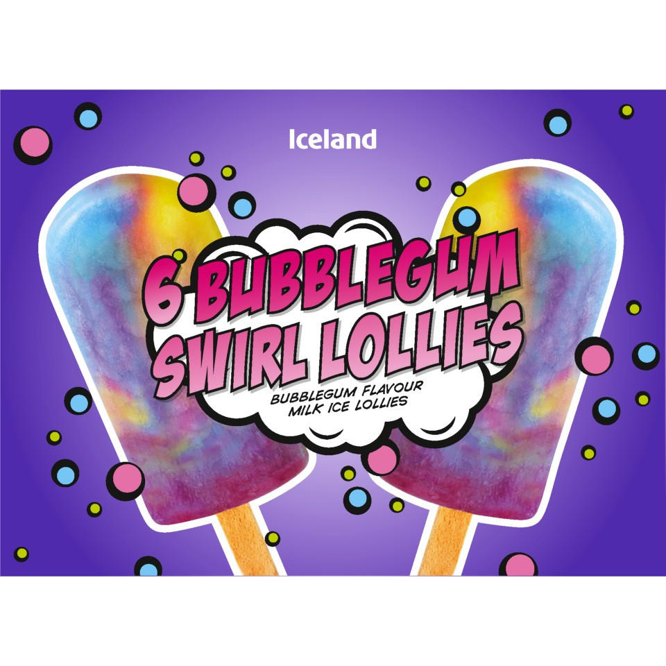 Iceland 6 Bubblegum Swirl Lollies 306g (6x51g) | Ice Lollies | Iceland ...