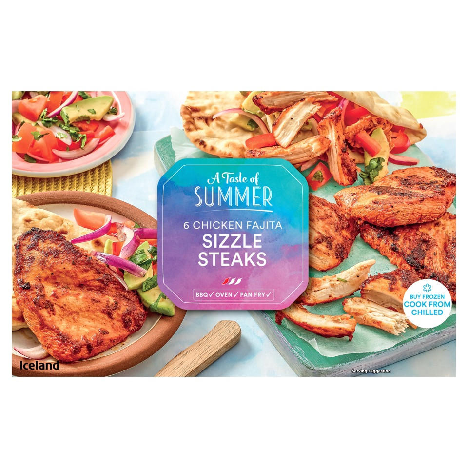 Iceland 6 Chicken Fajita Sizzle Steaks 480g Chicken Iceland Foods