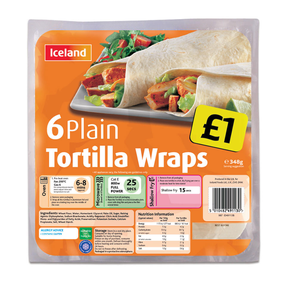 Iceland 6 Plain Tortilla Wraps 348g Iceland Foods